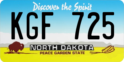 ND license plate KGF725