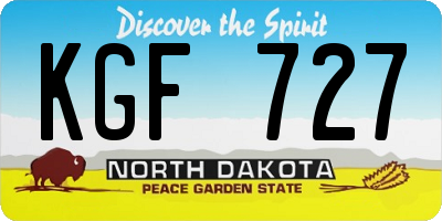 ND license plate KGF727