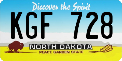ND license plate KGF728