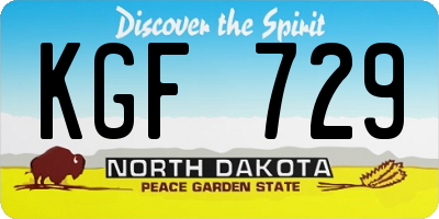 ND license plate KGF729