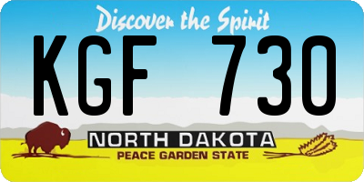 ND license plate KGF730