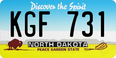 ND license plate KGF731