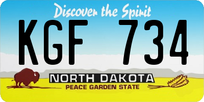 ND license plate KGF734