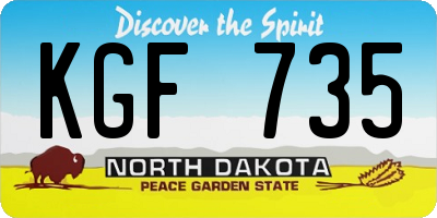 ND license plate KGF735