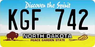 ND license plate KGF742