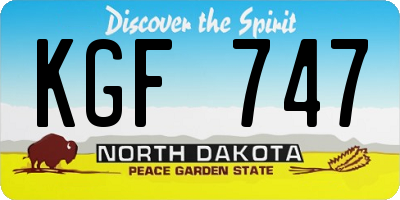 ND license plate KGF747