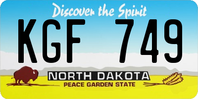 ND license plate KGF749