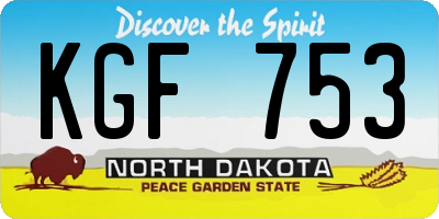 ND license plate KGF753