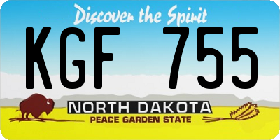 ND license plate KGF755