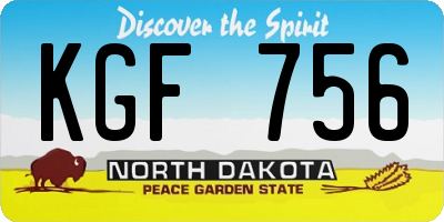 ND license plate KGF756