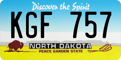 ND license plate KGF757