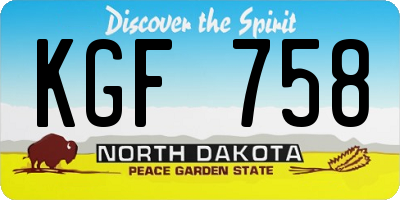 ND license plate KGF758