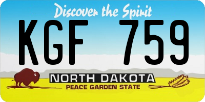ND license plate KGF759