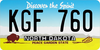 ND license plate KGF760