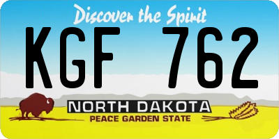 ND license plate KGF762
