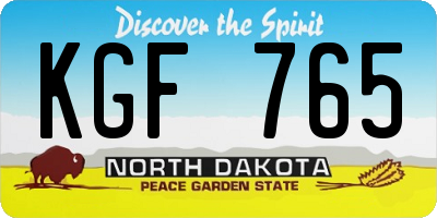 ND license plate KGF765