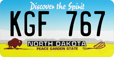 ND license plate KGF767