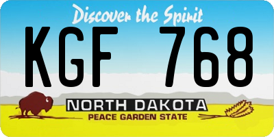 ND license plate KGF768