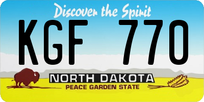 ND license plate KGF770