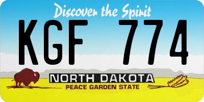 ND license plate KGF774