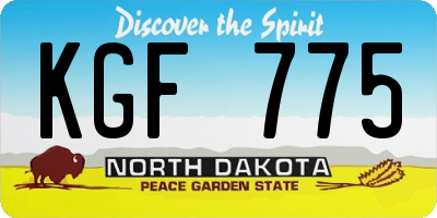 ND license plate KGF775