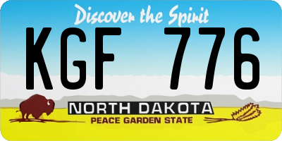 ND license plate KGF776