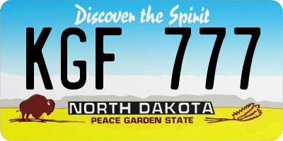 ND license plate KGF777