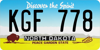 ND license plate KGF778