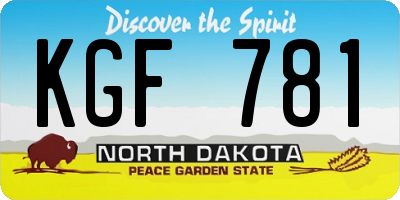 ND license plate KGF781