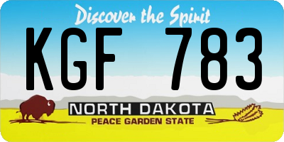 ND license plate KGF783