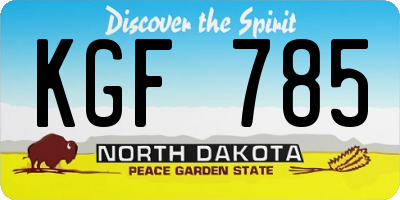 ND license plate KGF785