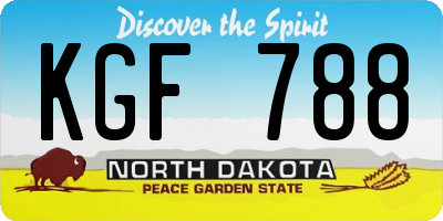 ND license plate KGF788