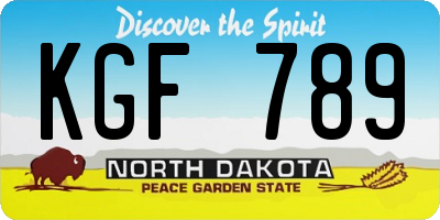 ND license plate KGF789