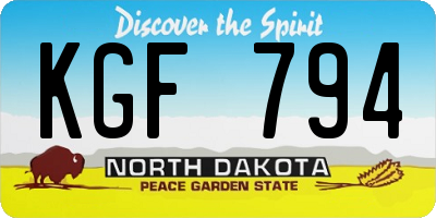 ND license plate KGF794