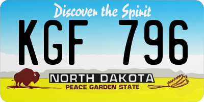 ND license plate KGF796
