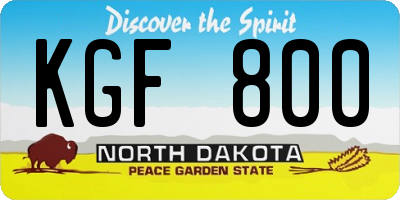 ND license plate KGF800