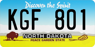 ND license plate KGF801