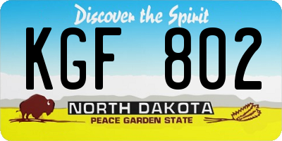 ND license plate KGF802