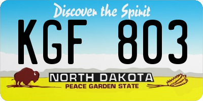 ND license plate KGF803