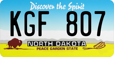 ND license plate KGF807