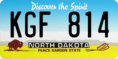 ND license plate KGF814