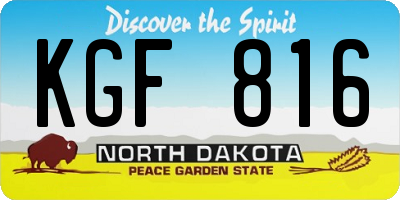 ND license plate KGF816