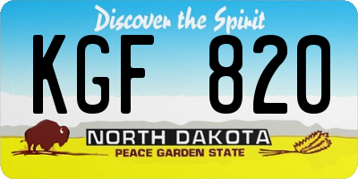 ND license plate KGF820