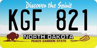 ND license plate KGF821