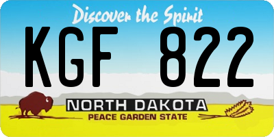 ND license plate KGF822