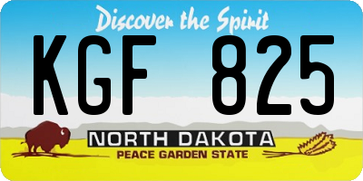 ND license plate KGF825