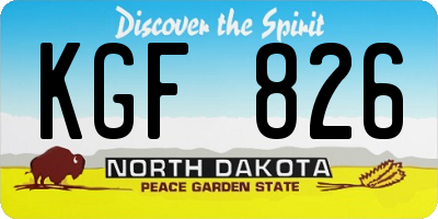 ND license plate KGF826