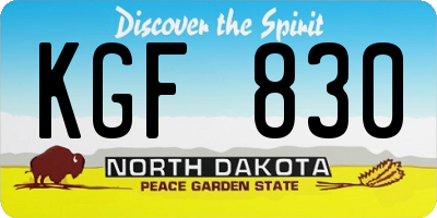 ND license plate KGF830