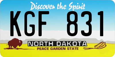 ND license plate KGF831