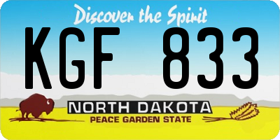 ND license plate KGF833